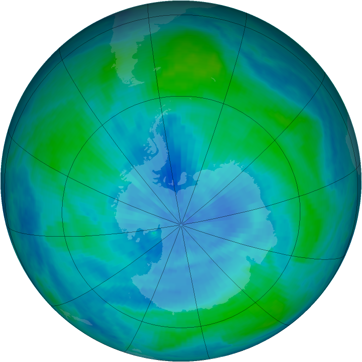 Antarctic ozone map for 01 March 1986